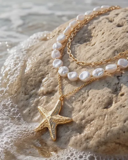 Layered Pearl & Starfish Statement Necklace